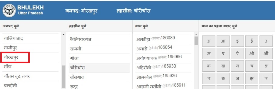 भूलेख गोरखपुर सदर